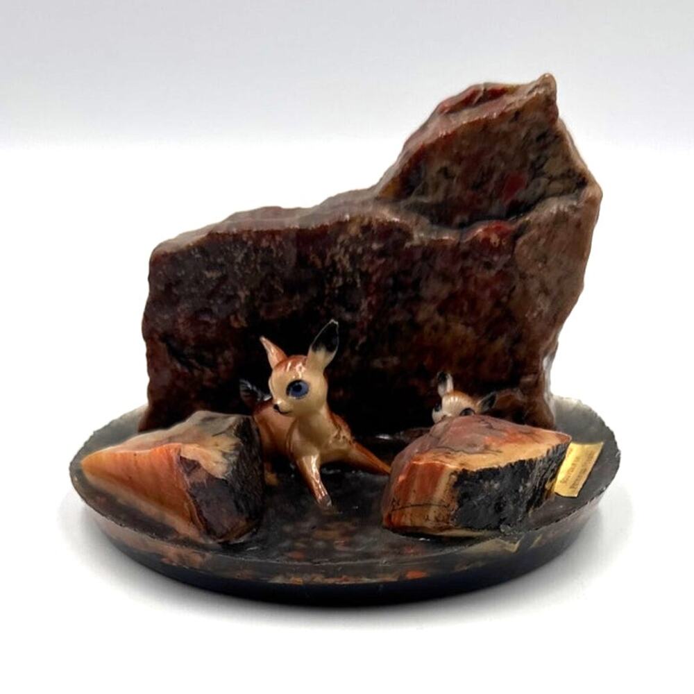 Mid Century Petrified Forrest Petrified Wood Resin Souvenir Retro Kitsch Decor